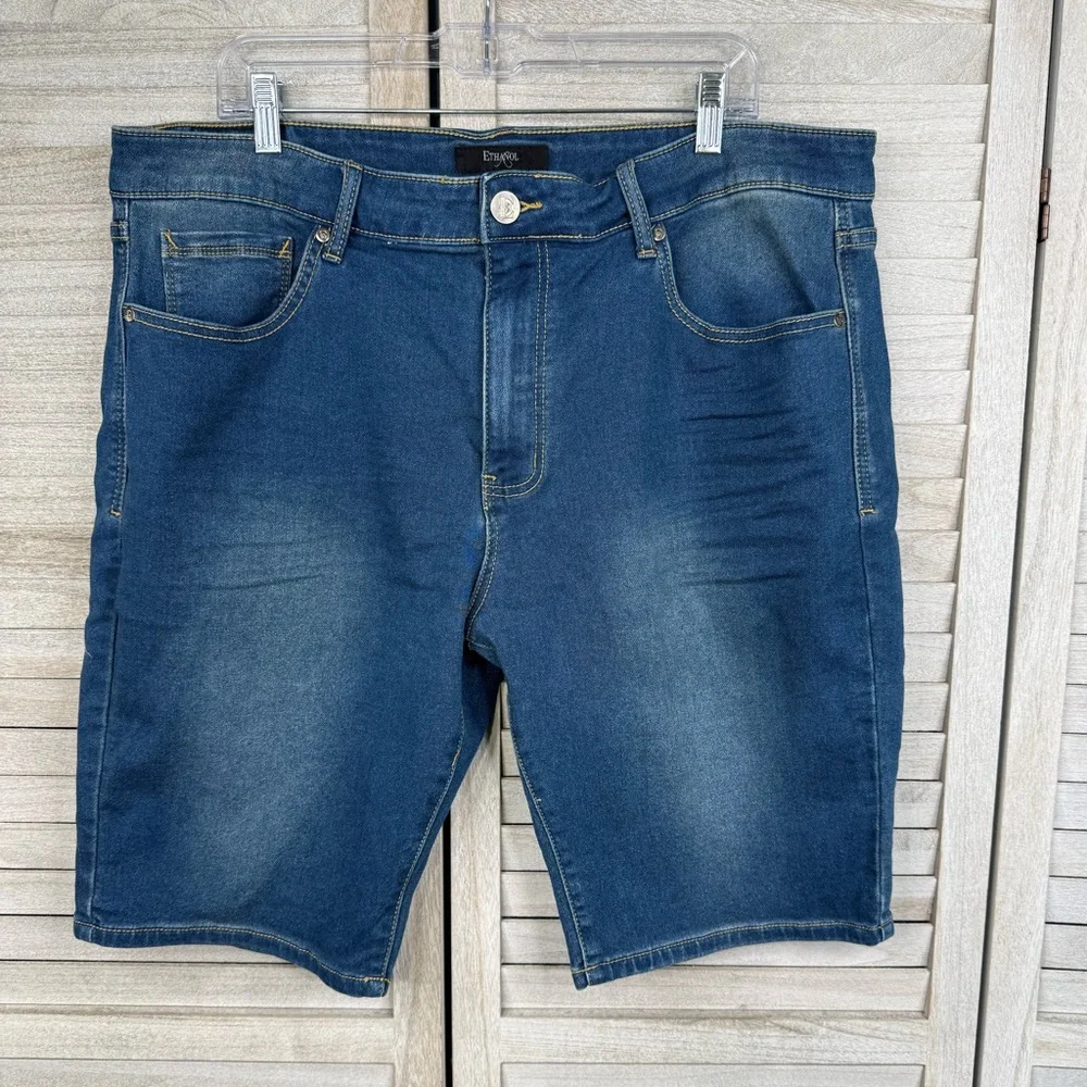 ETHANOL Men's Flat Front Stretch 11" Denim Shorts-40 - Picture 1 of 2